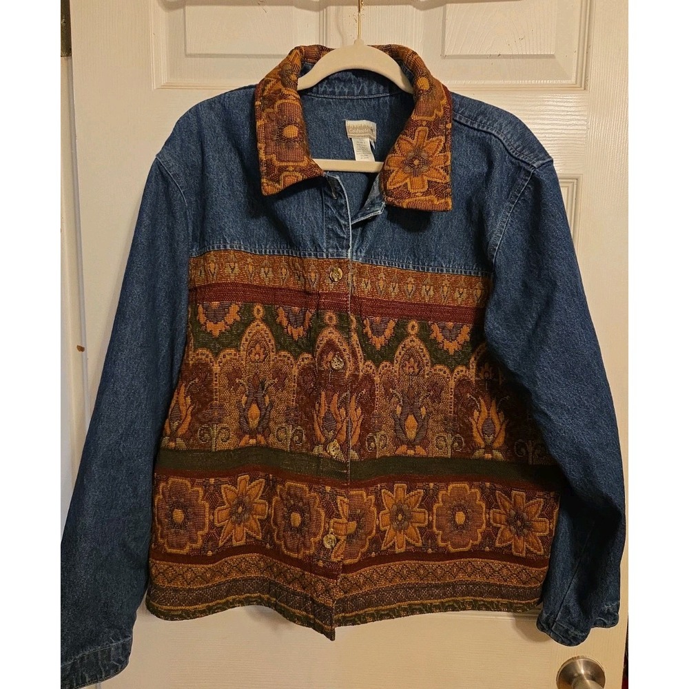 coldwater creek 3x Denim Tapestry Jacket Earth Tones